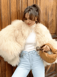 Thumbnail for Oversize Plush Fur Coat For Women Elegant Soft Warm Long Sleeve Loose Jackets Winter Chic Street Outerwear , Coats, Drestiny, Jackets, Green, Beige, Brown, United States, Australia, New Zealand, United Kingdom, S, M, L, shopdrestiny.com, faux fur coats