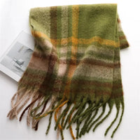 Thumbnail for Plaid scarf with fringes on a white background