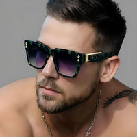 Thumbnail for Oversized Classic Square Sunglasses Men 2025 Luxury Brand Design Vintage Trendy Rero Sun Glasses For Male Driving Eyewear UV400, Drestiny, Sunglasses, USA, United States, Gender_Men, Canada, Australia, New Zealand, United Kingdom, UK, Black Brown, Black Gold Grey, Green Yellow, Gun Grey Blue, Matte Black, Demi Green, Transparent Brown, Transparent White, Oversized square sunglasses men, Classic oversized square sunglasses for men, Mens big frame square sunglasses, shopdrestiny.com