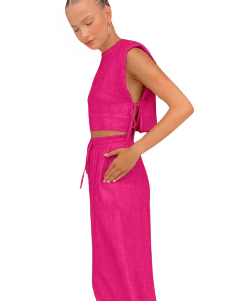 Step into summer fashion with this fabulous Pink Pants & Laced Sides Crop Top 2-Piece Matching Set for women. Explore our collection of trendy summer sets at Drestiny and enjoy the convenience of free shipping. We'll even take care of the tax! Save up to 50% o