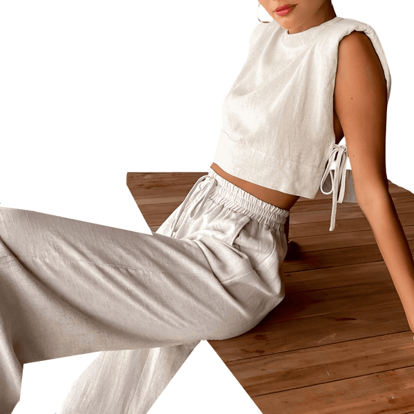 Step into summer fashion with this fabulous Pants & Laced Sides Crop Top 2-Piece Matching Set for women. Explore our collection of trendy summer sets at Drestiny and enjoy the convenience of free shipping. We'll even take care of the tax! Save up to 50% o
