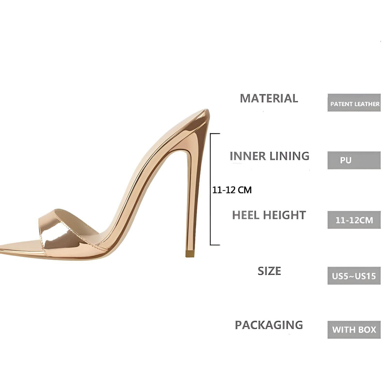 Patent Leather Peep Toe Slip On High Heels For Women -, Peep Toe High Heels , Drestiny , 10, 11, 12, 13, 14, 15, 5, 6, 7, 8, 9, 9.5, Australia, Black, Fuchsia, Gold, Grey, Heels, Red, Sandals, Silver, United Kingdom, United States, White , Drestiny , www.shopdrestiny.com