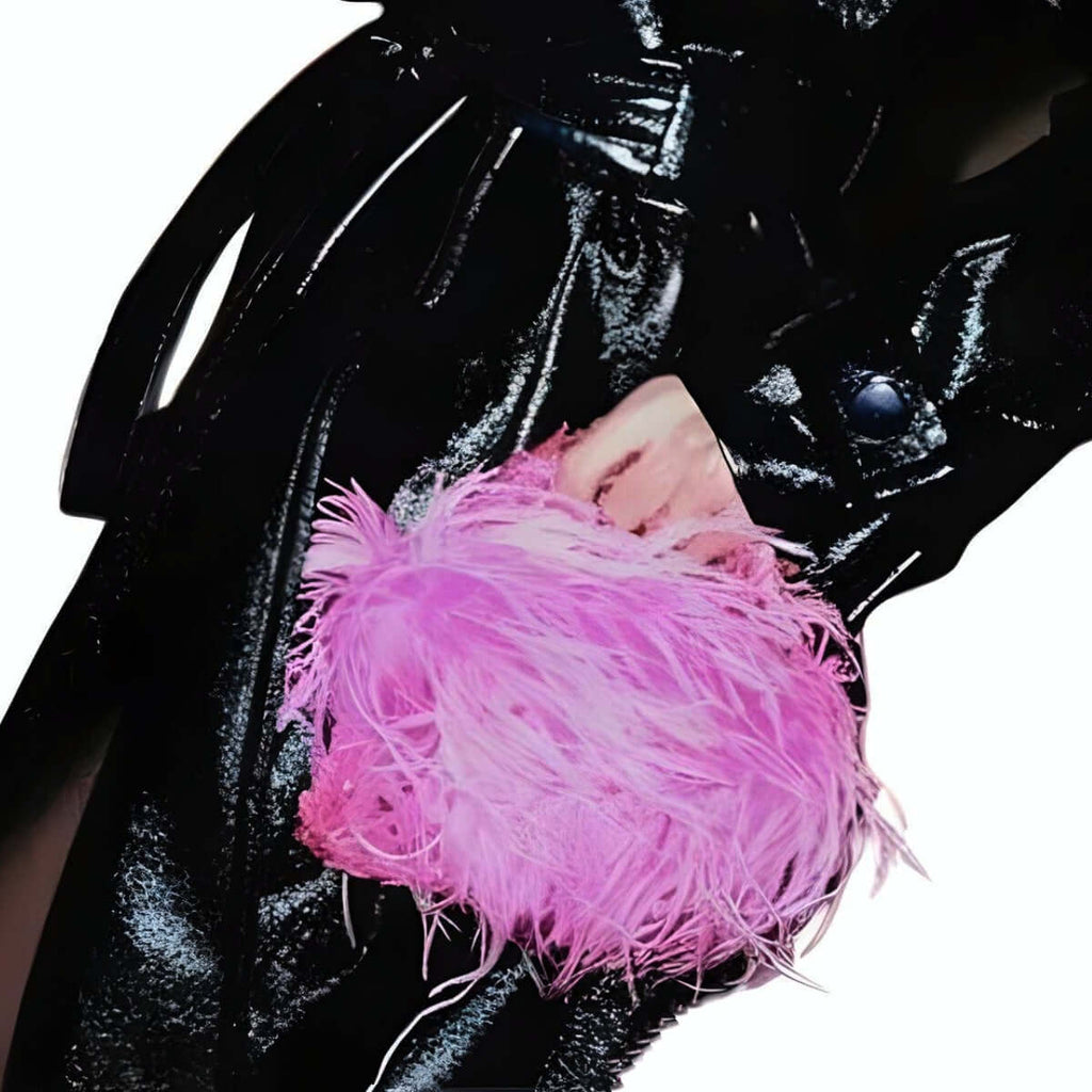 Pearl Bead Handle Bag with Ostrich Feathers