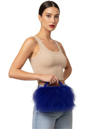 Thumbnail for Pearl Beaded Handle Ostrich Feather Handbag