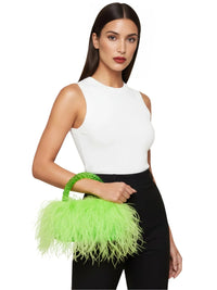 Thumbnail for Pearl Beaded Handle Ostrich Feather Handbag