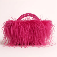 Thumbnail for Pink ostrich feather handbag on a light pink background