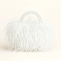 Thumbnail for White ostrich feather handbag on a white background