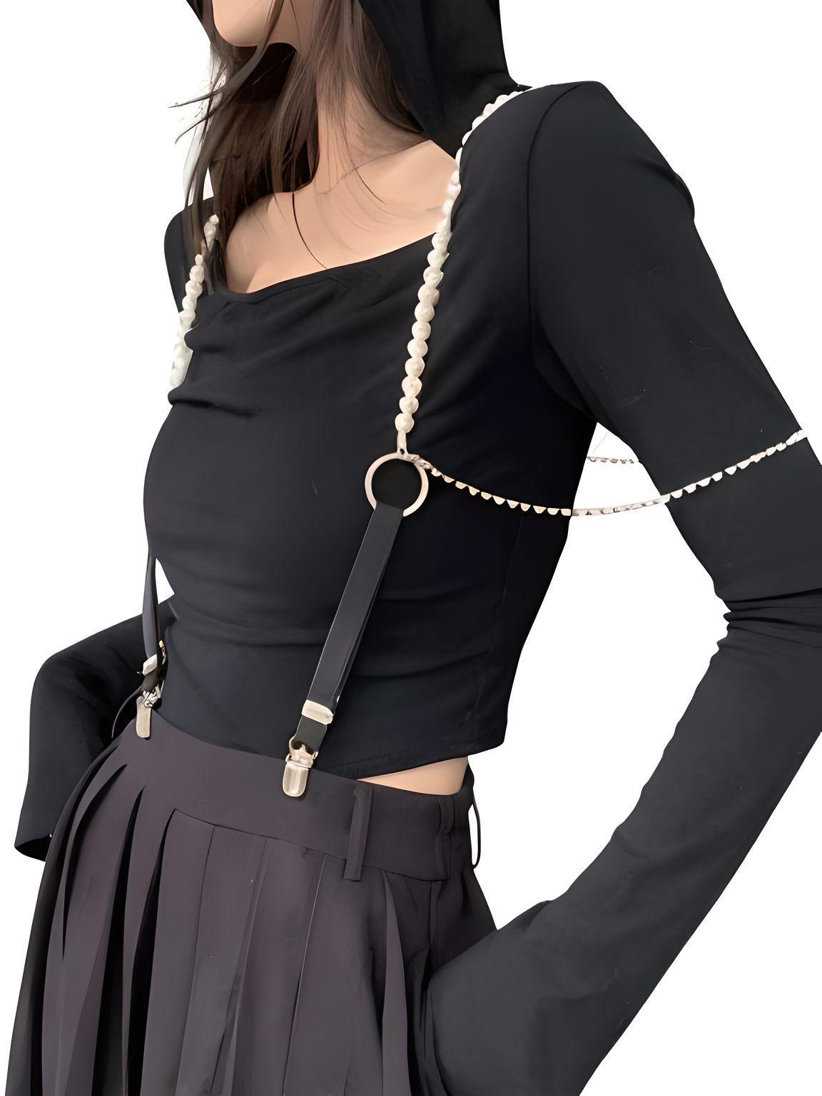 Pearl Rhinestone Suspenders For Women -, Suspenders , Drestiny , Australia, Black, Canada, Gender_Women, Suspenders, United Kingdom, United States, White , Drestiny , www.shopdrestiny.com