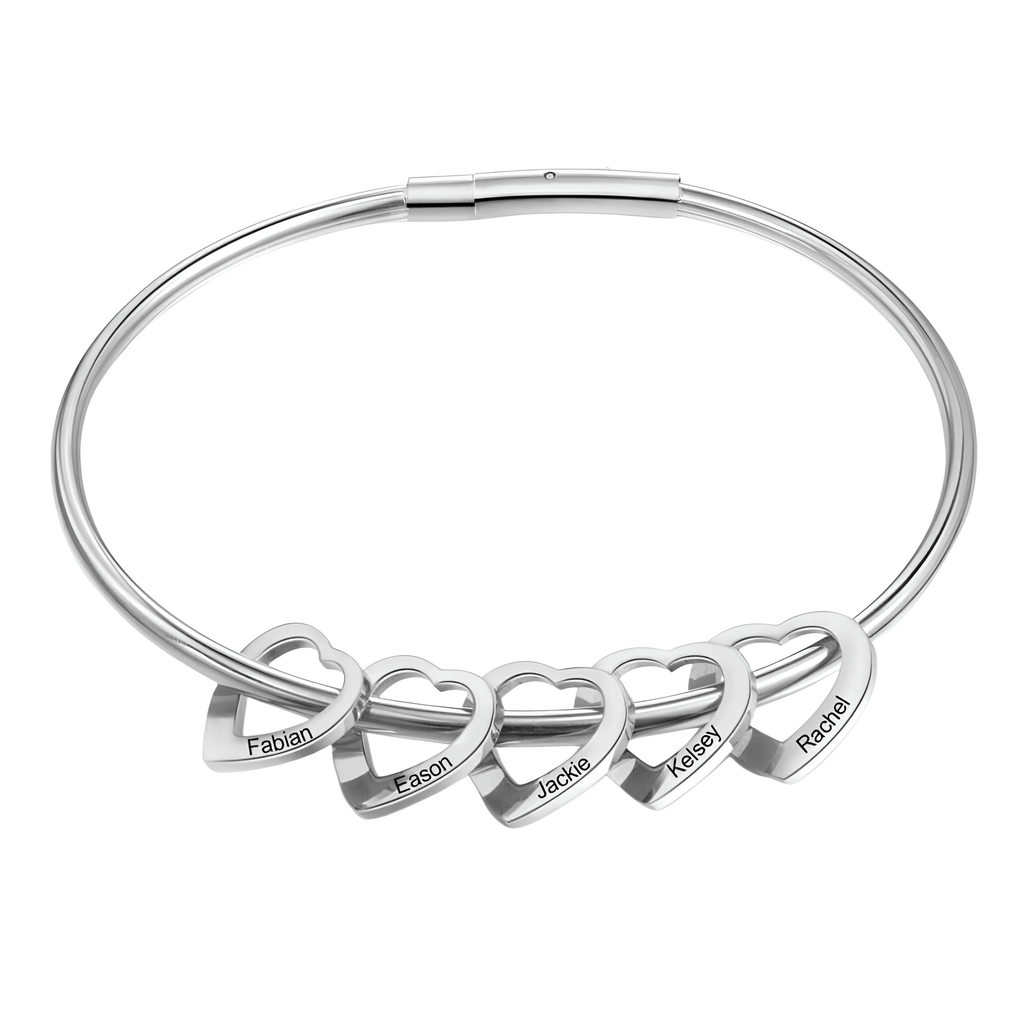 Personalized Engraved Name Heart Charm Bracelet for Women