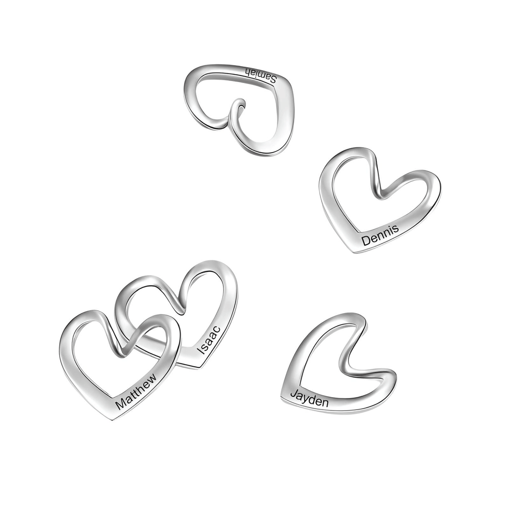 Personalized Name Engraved Silver Heart Charms Extra Hearts