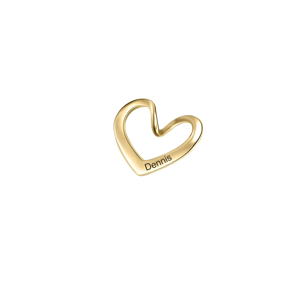Personalized Name Gold Engraved Heart Charms Extra Hearts