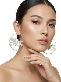 Thumbnail for Personalized Earrings Custom Name Hoop Earrings For Women