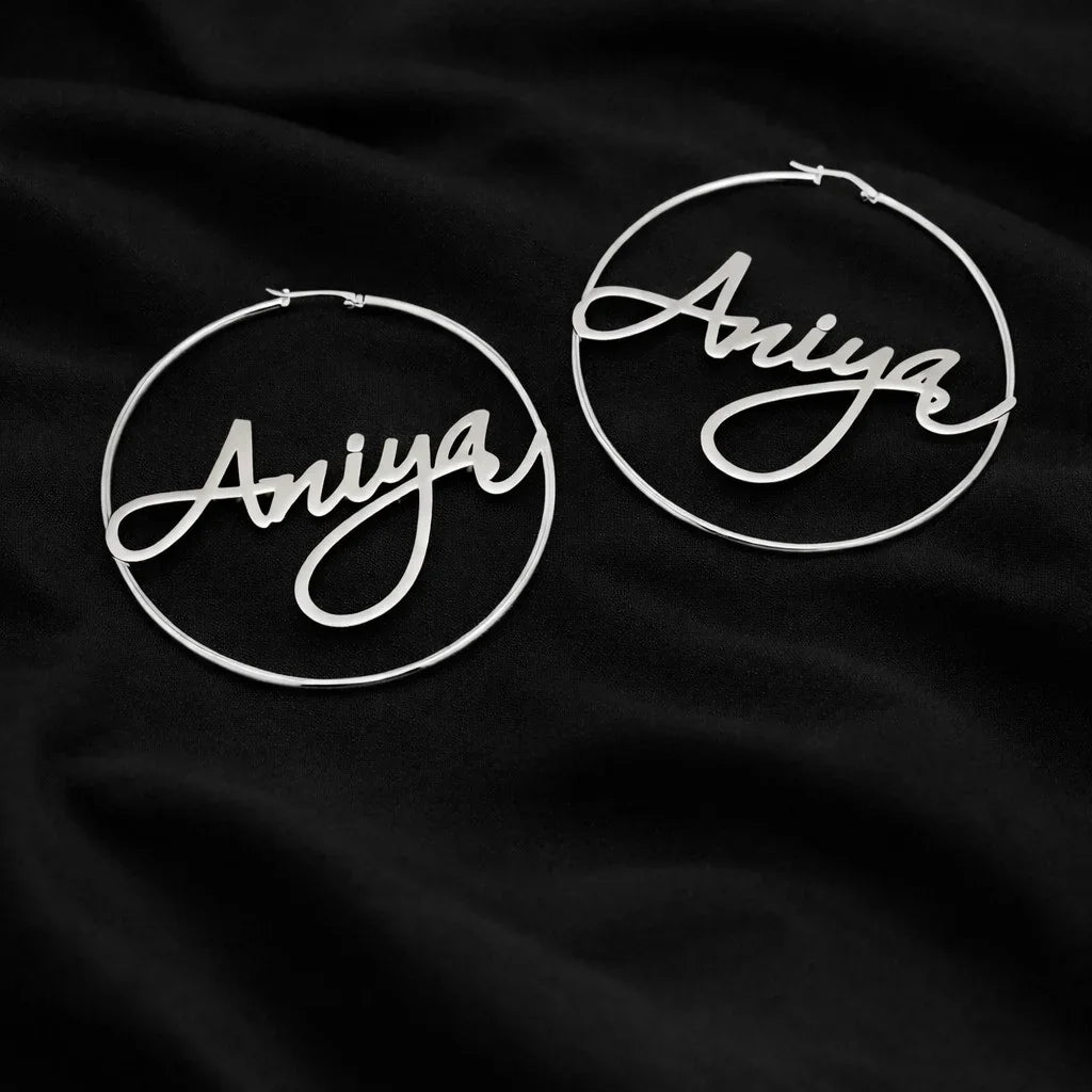 Personalized Earrings Custom Name Hoop Earrings For Women