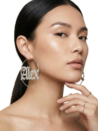 Thumbnail for Personalized Earrings Custom Name Hoop Earrings For Women