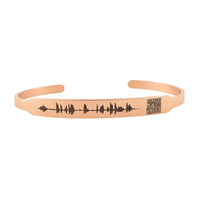 Thumbnail for Rose gold bracelet with sound wave design and QR code on a white background
