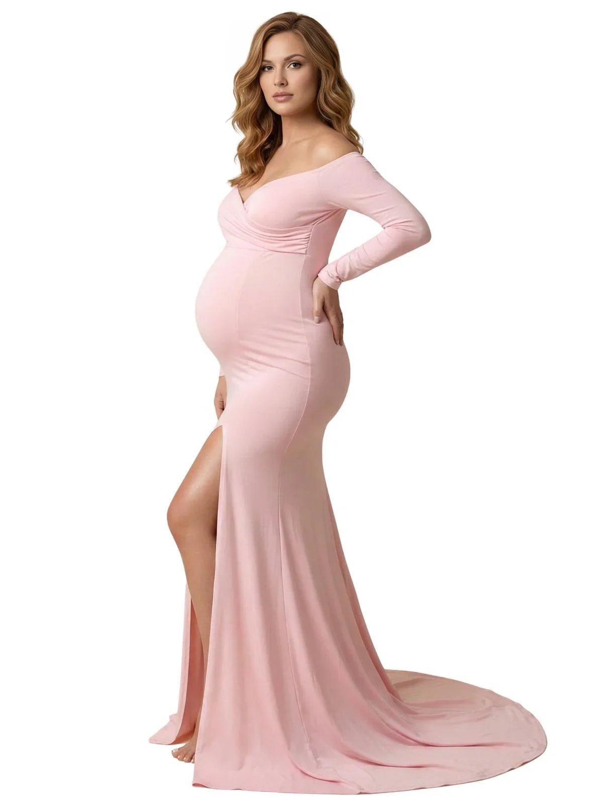 Off Shoulder Maternity Dress For Photo Shoots