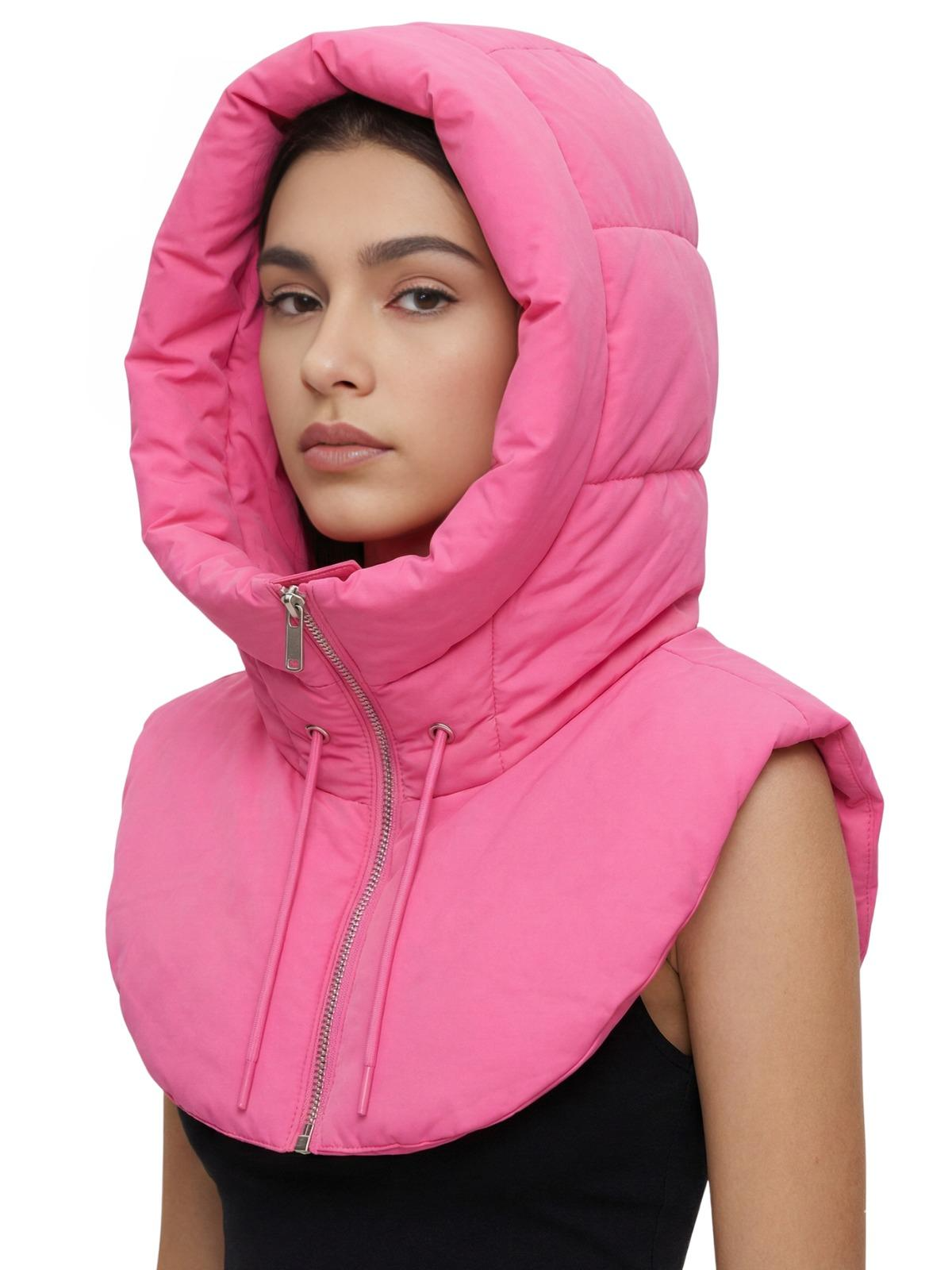 Puffer Hooded Fake Collar Neck Warmer