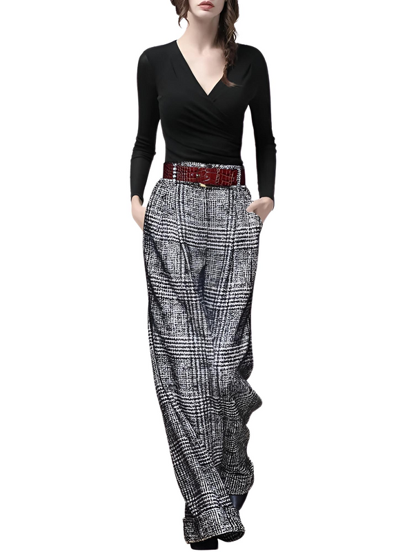 Stylish plaid high waist wide leg pants for women. Shop Drestiny for free shipping and tax covered. Save up to 50% off - don't miss out!