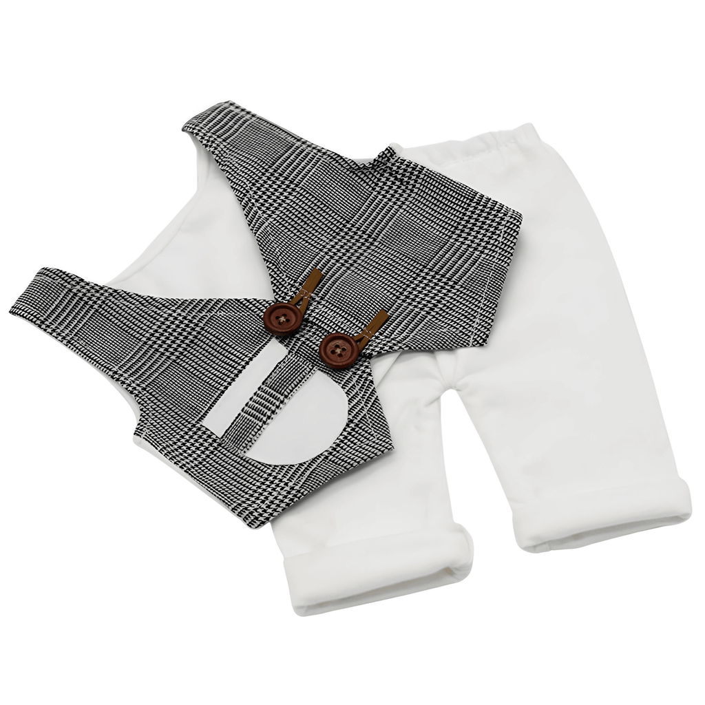 Plaid Waistcoat + Pants 2pcs Set Boys White Newborn Photo Costumes