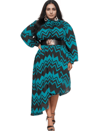 Thumbnail for Plus Size Women's Striped Dress -, Dresses , Drestiny , 4XL, Australia, Black, Blue, Canada, L, Long Sleeves, Midi Dresses, New Zealand, Teal, United Kingdom, United States, White, XL, XXL, XXXL , Drestiny , www.shopdrestiny.com