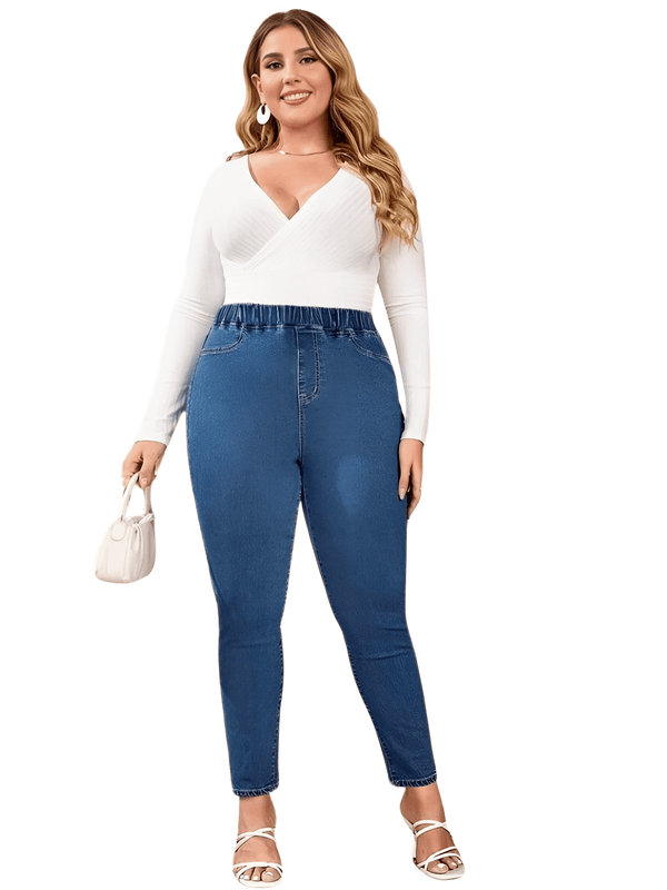 Find trendy plus size jeans for women in sizes up to 8XL! Enjoy high waist, stretchy, full length skinny jeans at Drestiny. Get up to 50% off!