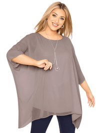 Thumbnail for Elegant Plus Size Tunic Top Loose Batwing Sleeve - Up to 8XL! -, Blouses , Drestiny , 4XL, 5XL, 6XL, 7XL, 8XL, Australia, Blouses, Brown, Casual Shirts, Dress Shirts, Khaki, L, New Zealand, Short Sleeves, Sienna, United Kingdom, United States, XL, XXL, XXXL , Drestiny , www.shopdrestiny.com