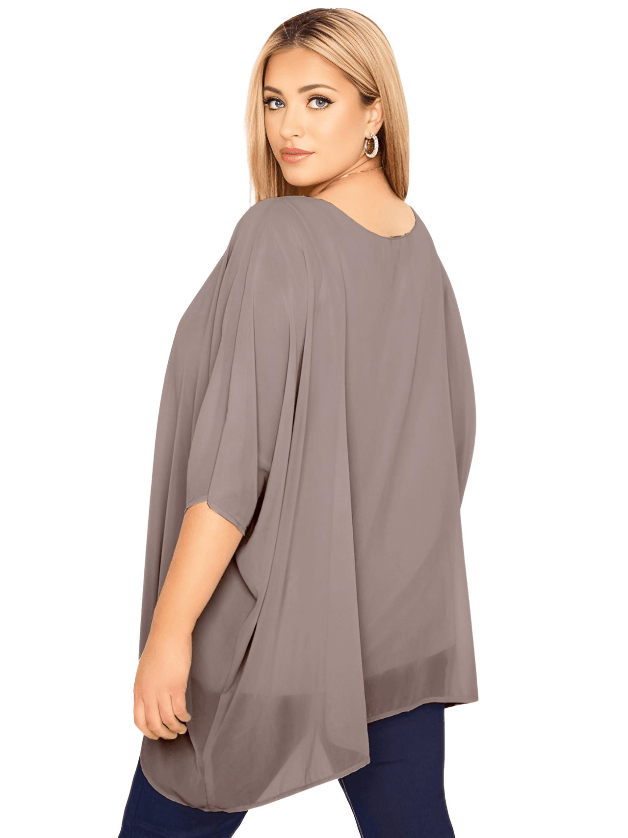 Elegant Plus Size Tunic Top Loose Batwing Sleeve - Up to 8XL! -, Blouses , Drestiny , 4XL, 5XL, 6XL, 7XL, 8XL, Australia, Blouses, Brown, Casual Shirts, Dress Shirts, Khaki, L, New Zealand, Short Sleeves, Sienna, United Kingdom, United States, XL, XXL, XXXL , Drestiny , www.shopdrestiny.com