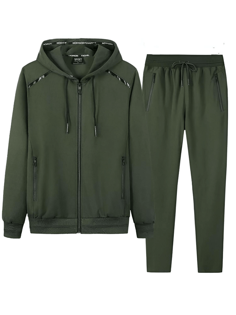 Plus Size Army Green Tracksuit For Men