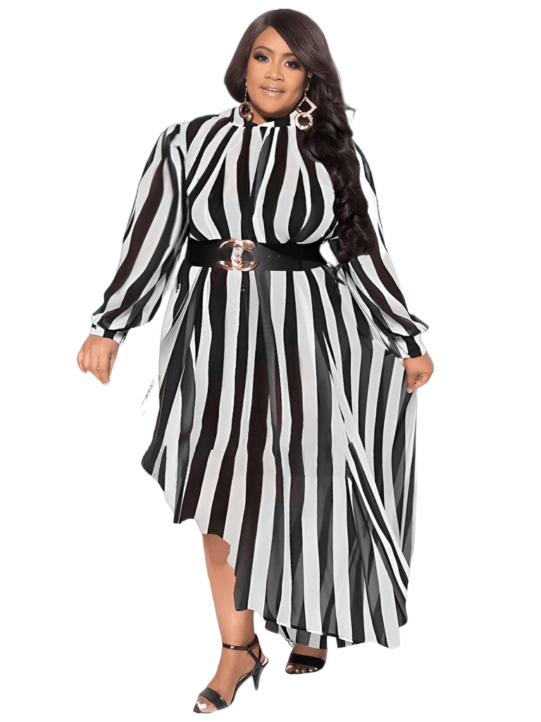 Plus Size Women's Black and White Striped Dress: Shop Drestiny for a stylish dress. Enjoy free shipping and let us cover the tax! Save up to 50% off.