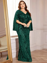 Thumbnail for Plus Size Evening Dresses Women's Long Sleeve Mermaid Formal Sequins Prom Wedding Party Cocktail Gowns
