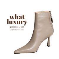 Thumbnail for Cow Leather Pointed Toe High Heels -, High Heels , Drestiny , 10, 4, 5, 6, 6.5, 7.5, 8.5, 9, 9.5, Ankle Boots, Australia, Beige, Black, Boots, Canada, Dark Khaki, Heels, High Heels, New Zealand, Tan, United Kingdom, United States , Drestiny , www.shopdrestiny.com