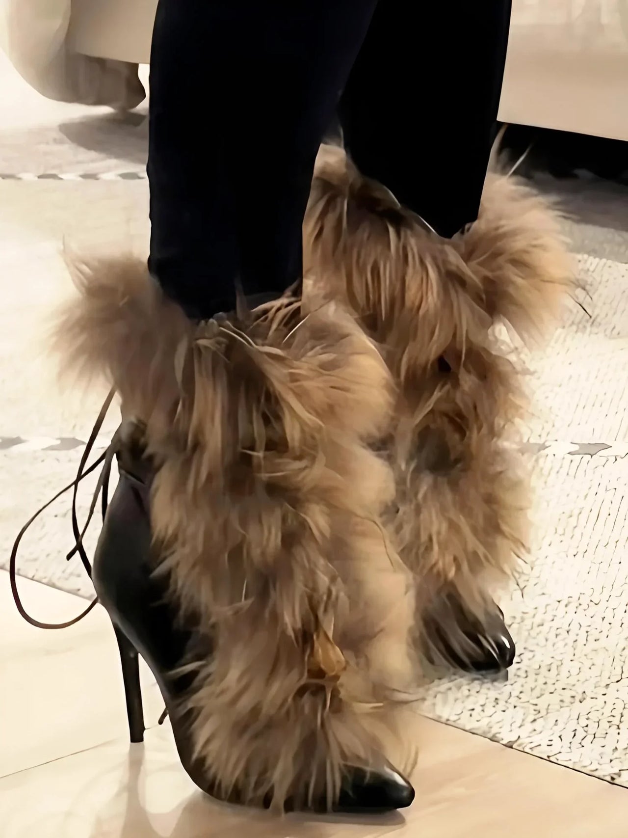 Pointed Toe Women's Fur Mid-Calf Boots Stiletto Heels Sexy Party Dress Shoes, Ankle Boots, Heels, Stilettos, High Heels, Black, White, 5, 6, 6.5, Drestiny, 7.5, 8.5, 9, 9.5, 10, 10.5, 12, 13, Women's Boots, Boots, fur lined boots women's, winter boots women's fur, mid-calf boots with fur trim, faux fur boots women's, United States, USA, Canada, Australia, New Zealand, United Kingdom, UK, shopdrestiny.com