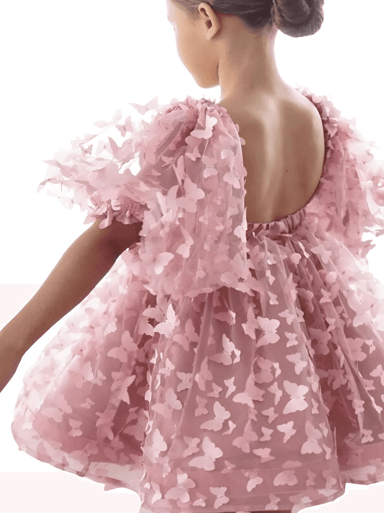 Pink Princess Lace Butterfly Tutu Puff Sleeve Dress: Shop at Drestiny for up to 50% off. Free shipping and tax covered!