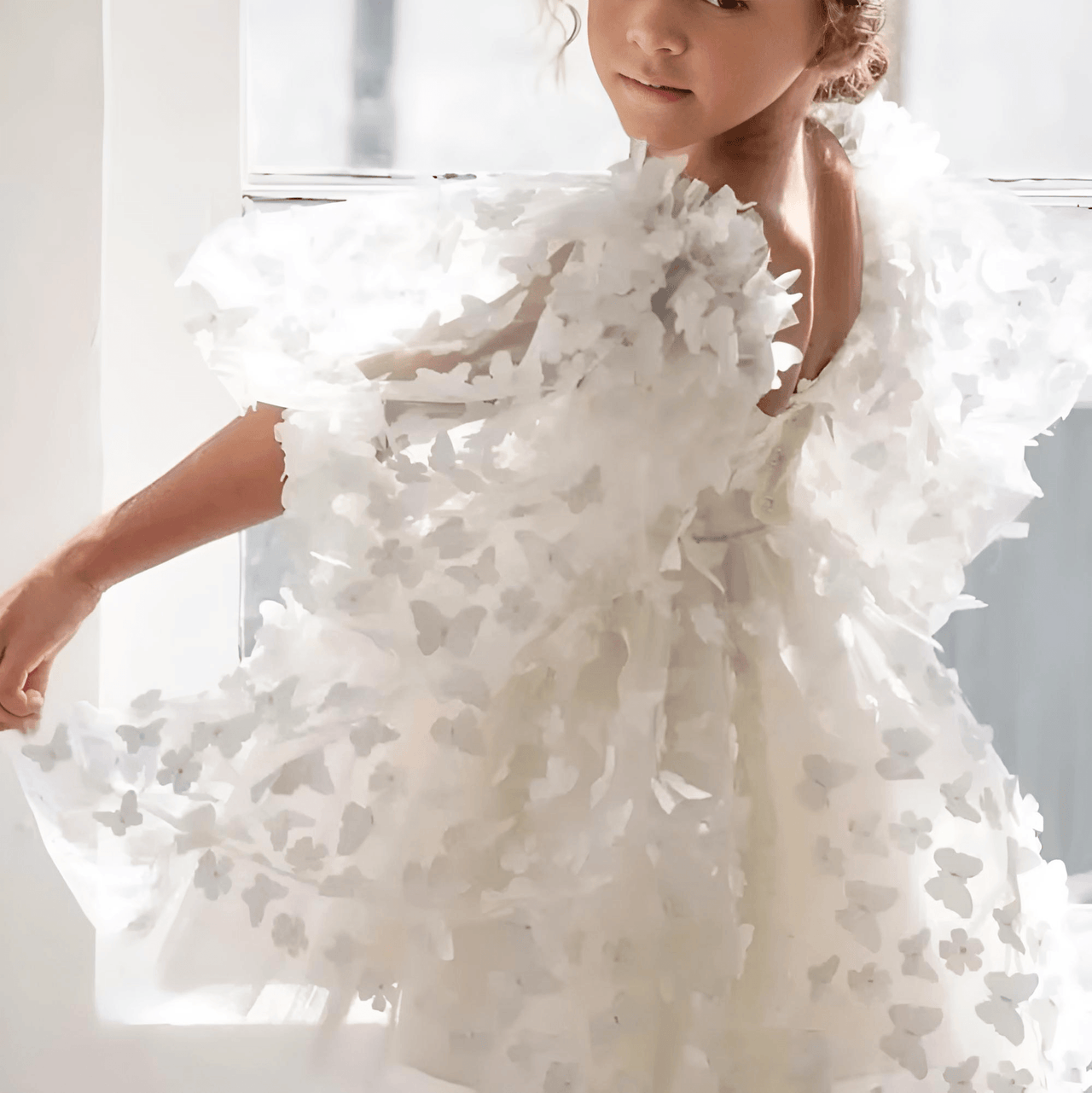 Princess Lace Butterfly Tutu Puff Sleeve Dress -, Baby & Toddler Dresses , Drestiny , 10T, 12M, 12T, 18M, 2T, 3T, 5T, 7T, Australia, Canada, Dresses, Girls, Pink, Short Sleeves, TD, United Kingdom, United States, White , Drestiny , www.shopdrestiny.com
