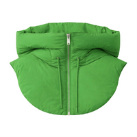 Thumbnail for Green puffer hood with a zipper on a white background