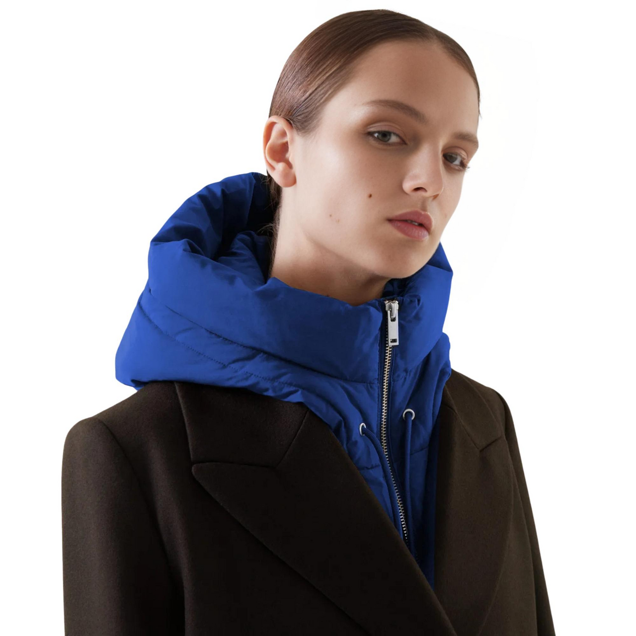 Puffer Hooded Fake Collar Neck Warmer