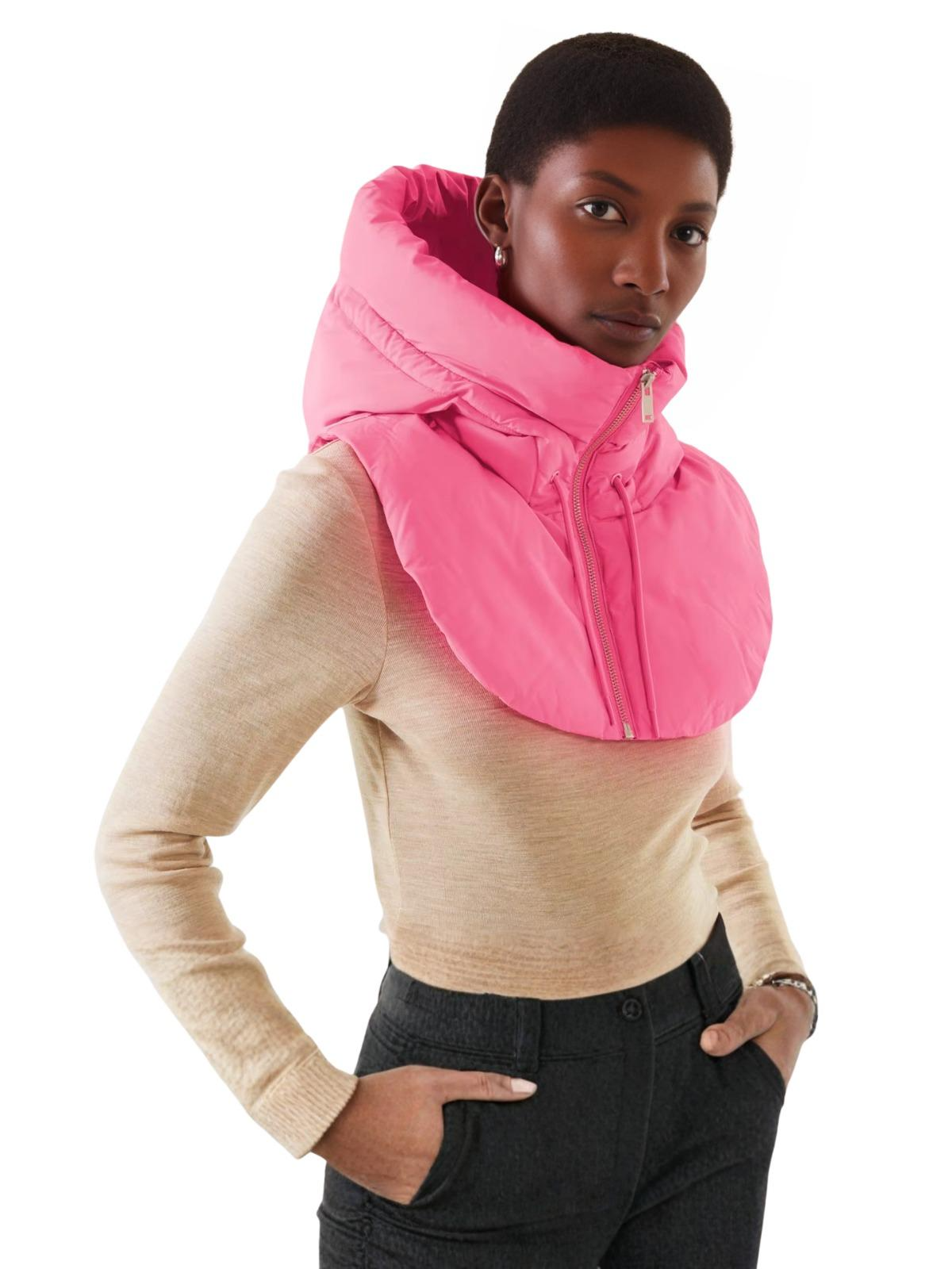 Puffer Hooded Fake Collar Neck Warmer