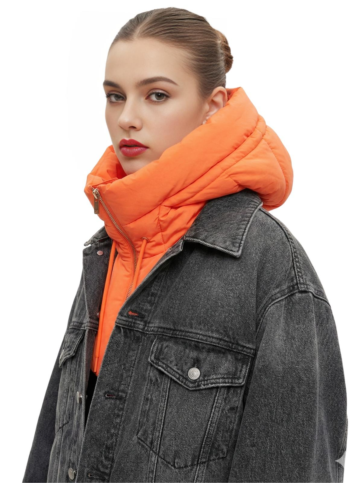 Puffer Hooded Fake Collar Neck Warmer