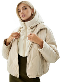 Thumbnail for Puffer Hooded Fake Collar Neck Warmer