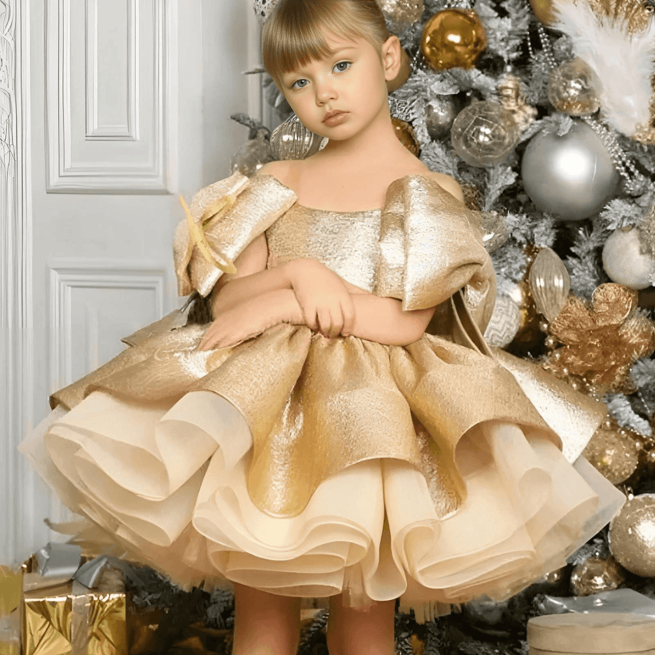 Puffy Satin Girl's Christmas Dresses Glitter Party Dress Bow Birthday Pageant Dress -, Baby & Toddler Dresses , Drestiny , 10, 10T, 11, 11T, 12, 12T, 4, 4T, 5, 5T, 6, 6T, 7, 7T, 8, 8T, 9, 9T, Australia, Canada, Dark Green, Dark Pink, Deep Pink, Dresses, Gold, Knee Length Dresses, New Zealand, Off Shoulder, Purple, Red, Sleeveless, United Kingdom, United States , Drestiny , www.shopdrestiny.com