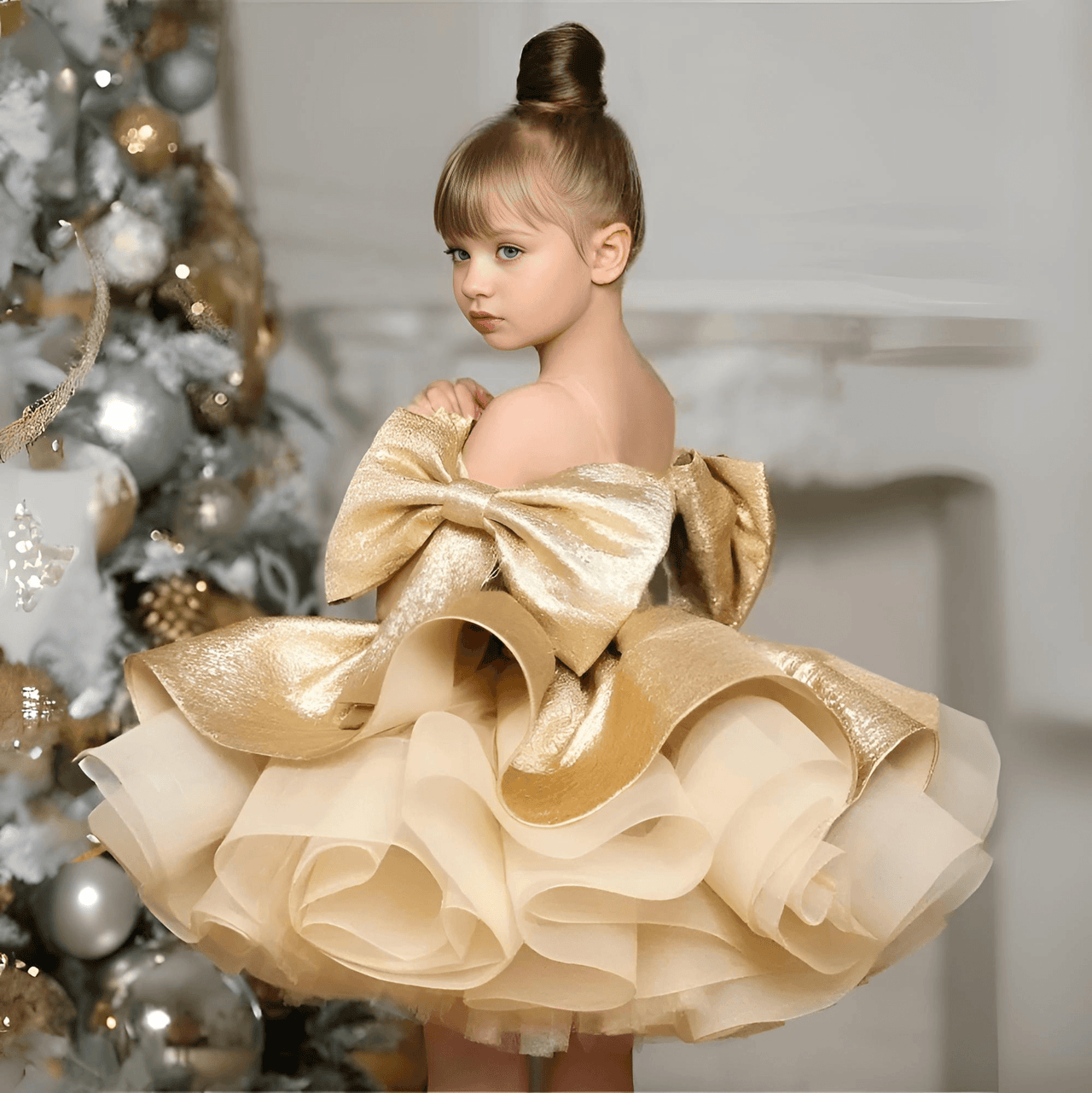 Puffy Satin Girl's Christmas Dresses Glitter Party Dress Bow Birthday Pageant Dress -, Baby & Toddler Dresses , Drestiny , 10, 10T, 11, 11T, 12, 12T, 4, 4T, 5, 5T, 6, 6T, 7, 7T, 8, 8T, 9, 9T, Australia, Canada, Dark Green, Dark Pink, Deep Pink, Dresses, Gold, Knee Length Dresses, New Zealand, Off Shoulder, Purple, Red, Sleeveless, United Kingdom, United States , Drestiny , www.shopdrestiny.com