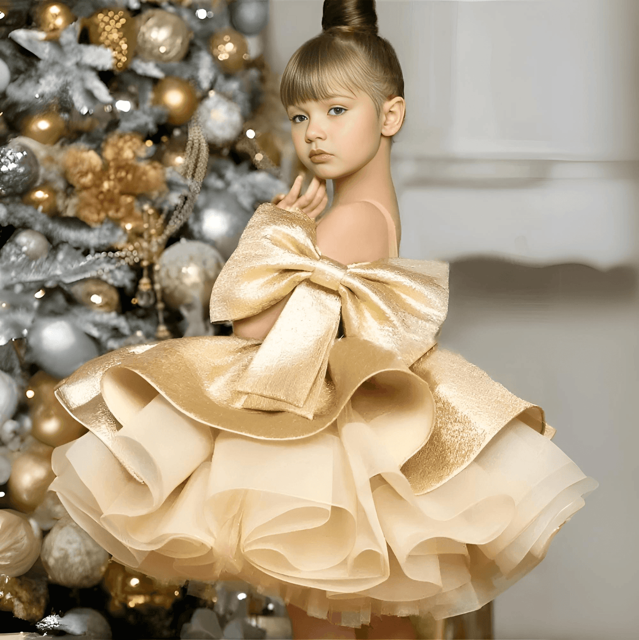 Puffy Satin Girl's Christmas Dresses Glitter Party Dress Bow Birthday Pageant Dress -, Baby & Toddler Dresses , Drestiny , 10, 10T, 11, 11T, 12, 12T, 4, 4T, 5, 5T, 6, 6T, 7, 7T, 8, 8T, 9, 9T, Australia, Canada, Dark Green, Dark Pink, Deep Pink, Dresses, Gold, Knee Length Dresses, New Zealand, Off Shoulder, Purple, Red, Sleeveless, United Kingdom, United States , Drestiny , www.shopdrestiny.com