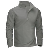 Thumbnail for Gray long-sleeve shirt with a quarter zip on a white background