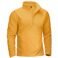 Thumbnail for Yellow long-sleeve shirt with a quarter-zip on a white background