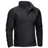 Thumbnail for Black long-sleeve pullover with a quarter zip on a white background