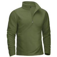Thumbnail for Green long-sleeve pullover with a quarter zip on a white background