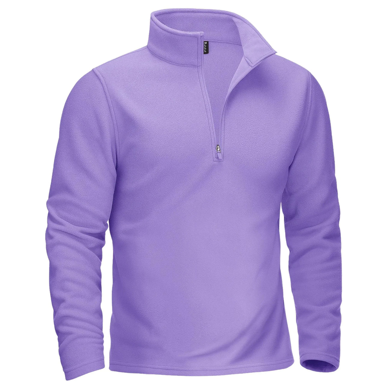 Purple long-sleeve shirt with a quarter zip on a white background