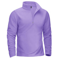 Thumbnail for Purple long-sleeve shirt with a quarter zip on a white background