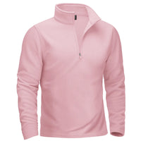 Thumbnail for Men's pink pullover with a quarter zip on a white background