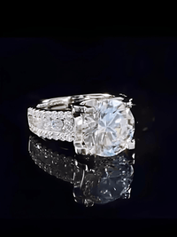 Thumbnail for Real 2-Carat Moissanite Ring For Women 8mm 925 Sterling Silver Band D Color VVS Diamond Engagement Fine Jewelry With GRA, Drestiny, Rings, White, Silver, Green, 3-Carat, 5-Carat, United States, USA, Canada, Australia, New Zealand, United Kingdom, UK, moissanite engagement ring, moissanite rings for women, moissanite wedding band, moissanite ring, affordable moissanite rings, moissanite wedding ring, affordable moissanite engagement rings, shopdrestiny.com